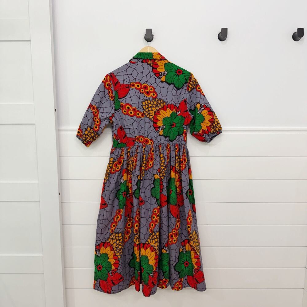 Women’s Mae Otti Colorful African Print Button Up Dress Size L - Picture 5 of 7